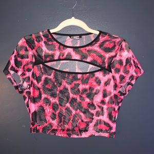 SHEIN sheer cheetah print crop top